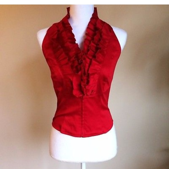 NWT Escada Red Ruffle Halter - Picture 1 of 7
